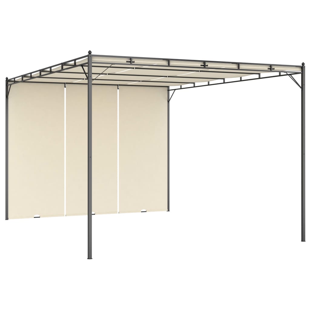 Garden Gazebo with Side Curtain 4x3x2.25 m Cream - Discount Dealers