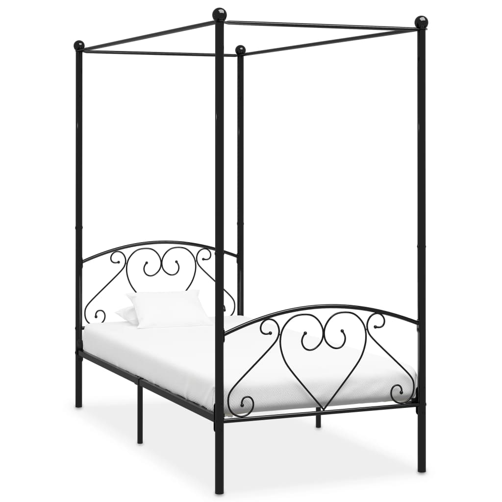 Canopy Bed Frame Black Metal 90x200 cm - Merkel Designers