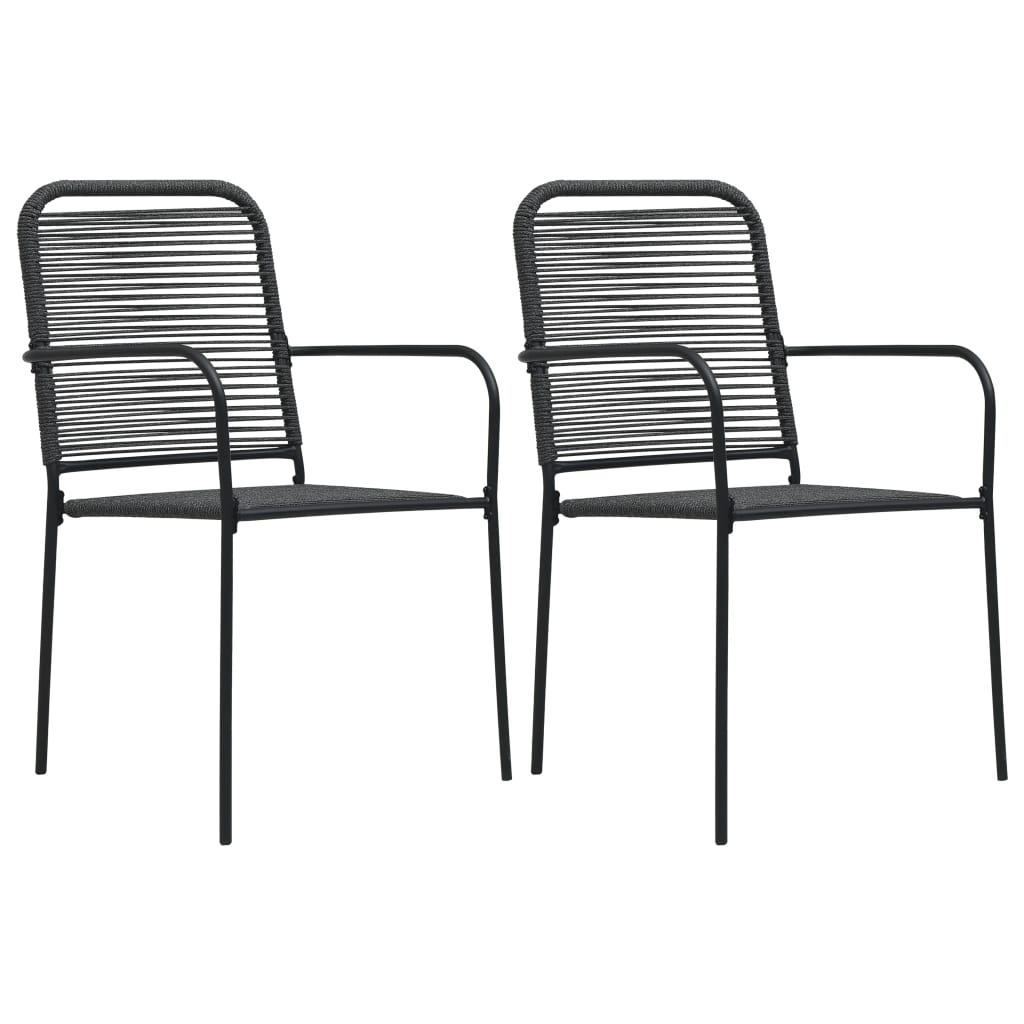 Garden Chairs 2 pcs Cotton Rope and Steel Black - All Things Good