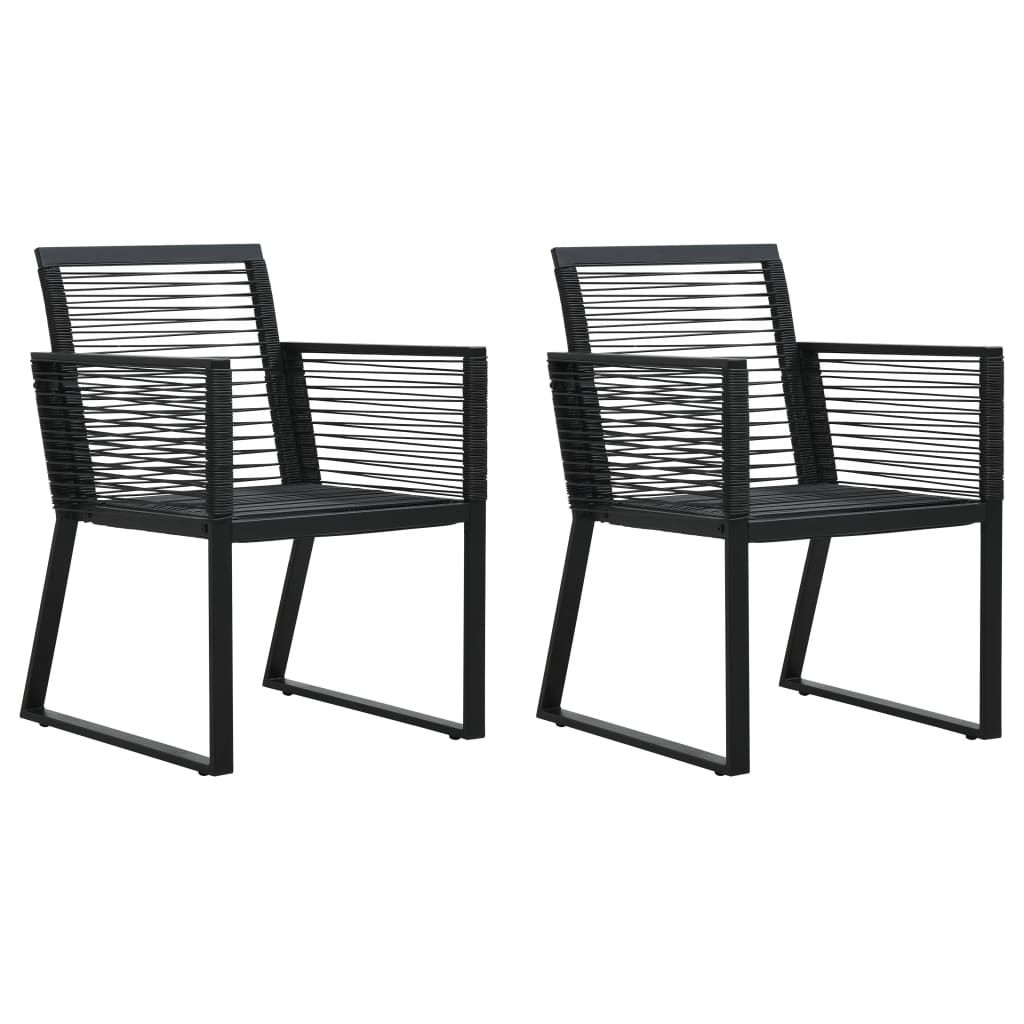 Garden Chairs 2 pcs Black PVC Rattan - Merkel Designers