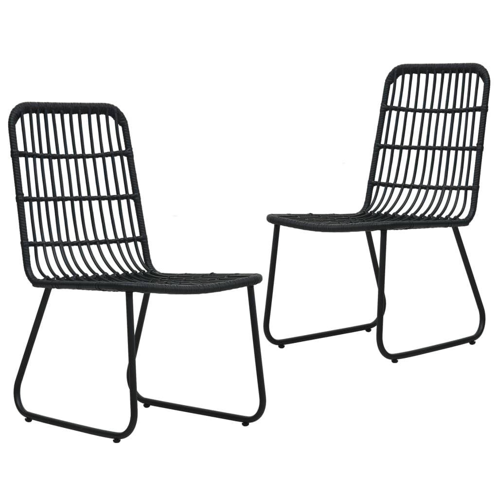 Garden Chairs 2 pcs Poly Rattan Black - Decor Base
