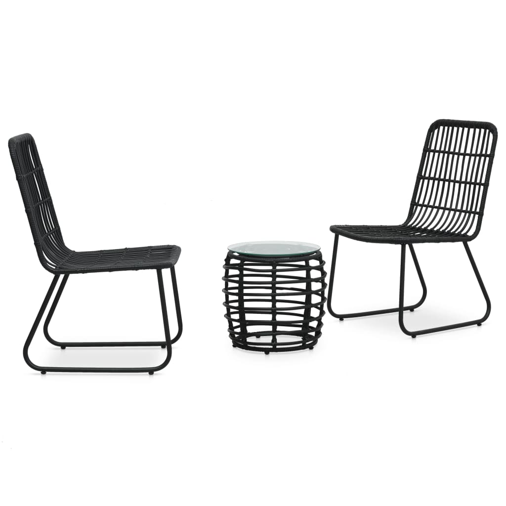 3 Piece Bistro Set Poly Rattan Black - Merkel Designers