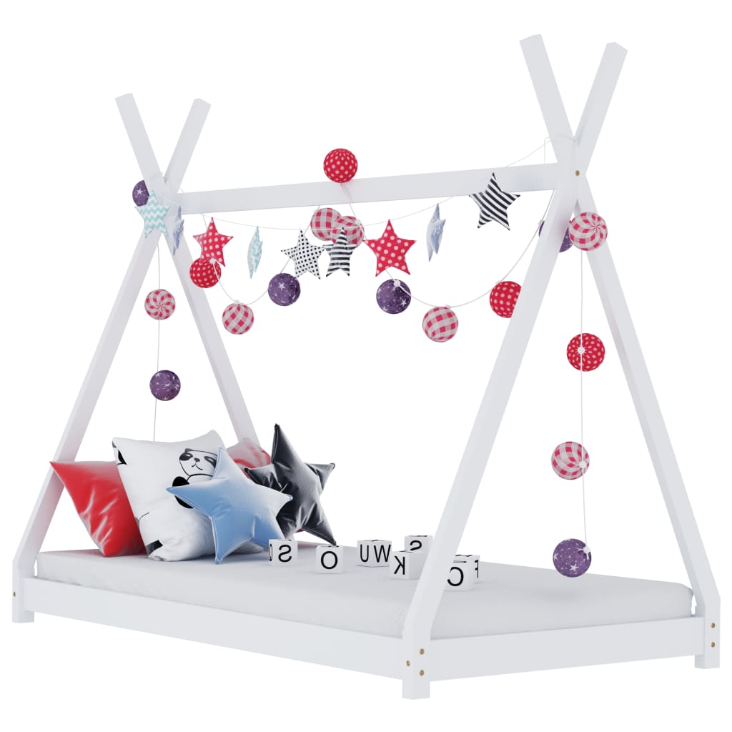 Kids Bed Frame White Solid Pine Wood 70x140 cm - Charlotte Dunes