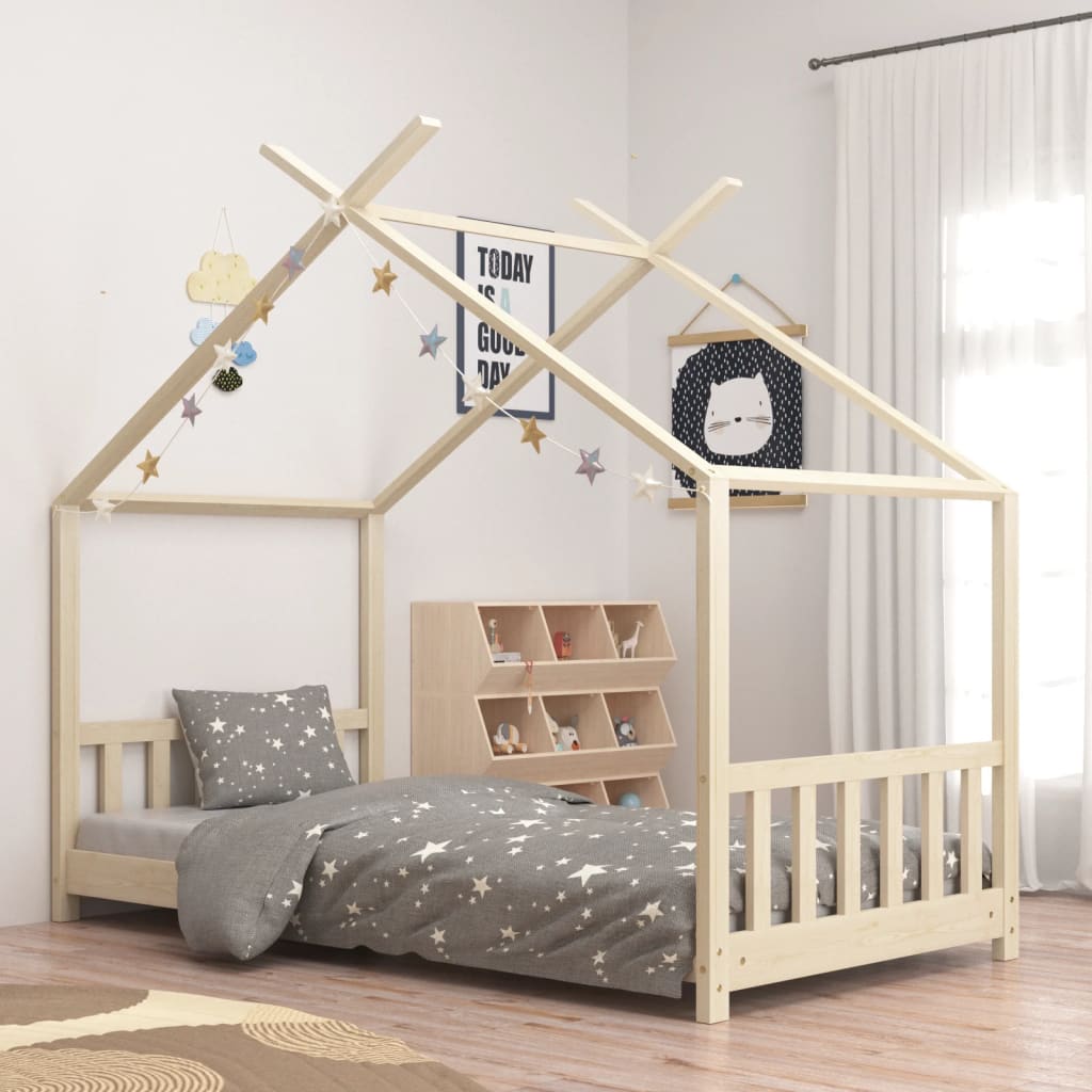 Kids Bed Frame Solid Pine Wood 70x140 cm - Brittle & Co