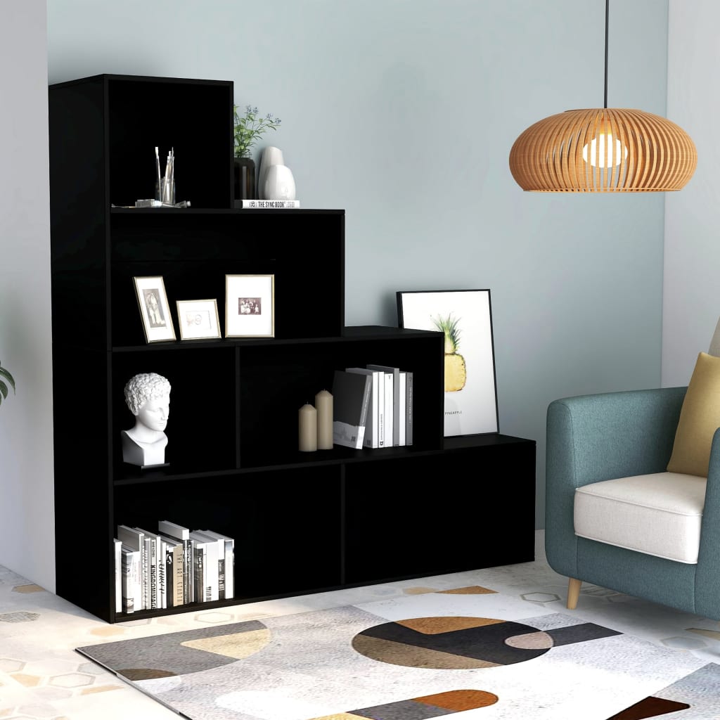 Book Cabinet/Room Divider Black 155x24x160 cm Engineered Wood - Merlin Deals