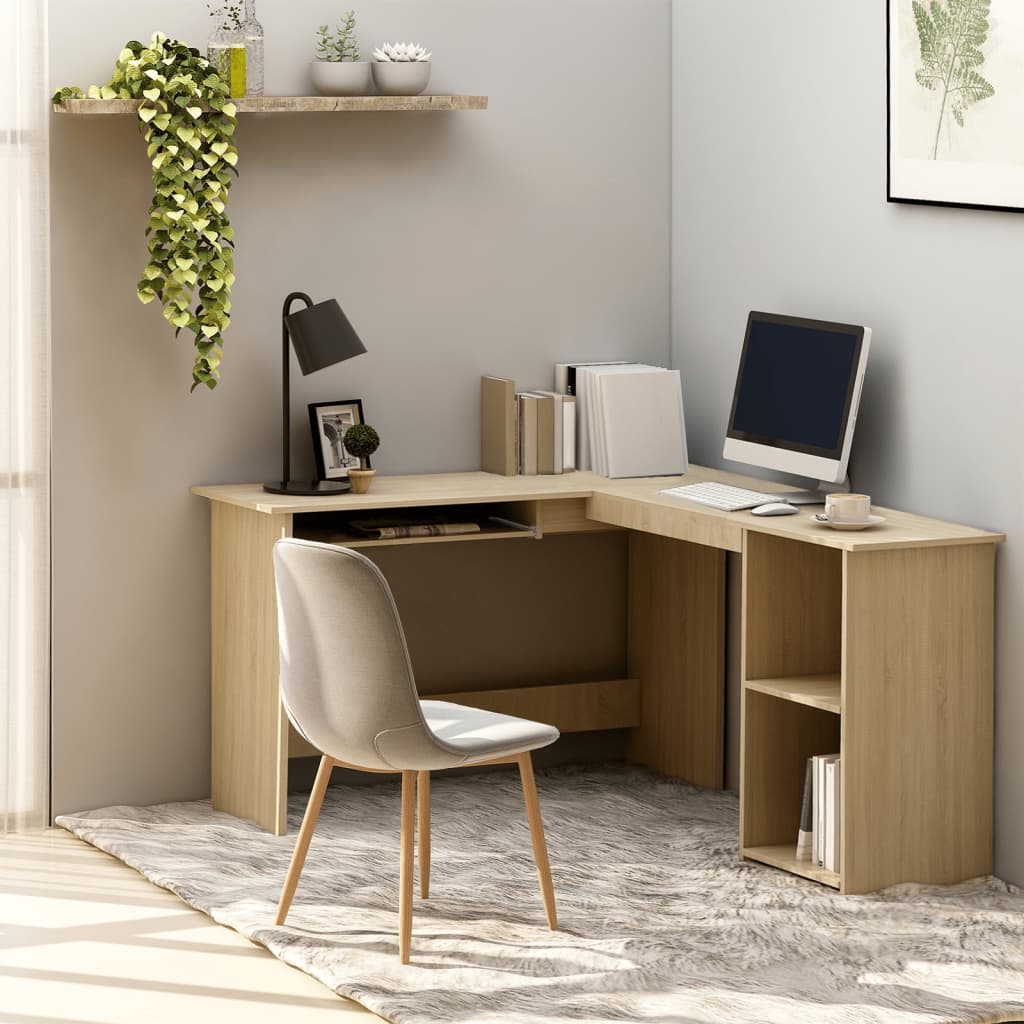 L-Shaped Corner Desk Sonoma Oak 120x140x75 cm Engineered Wood - Tyrell & Tyrell