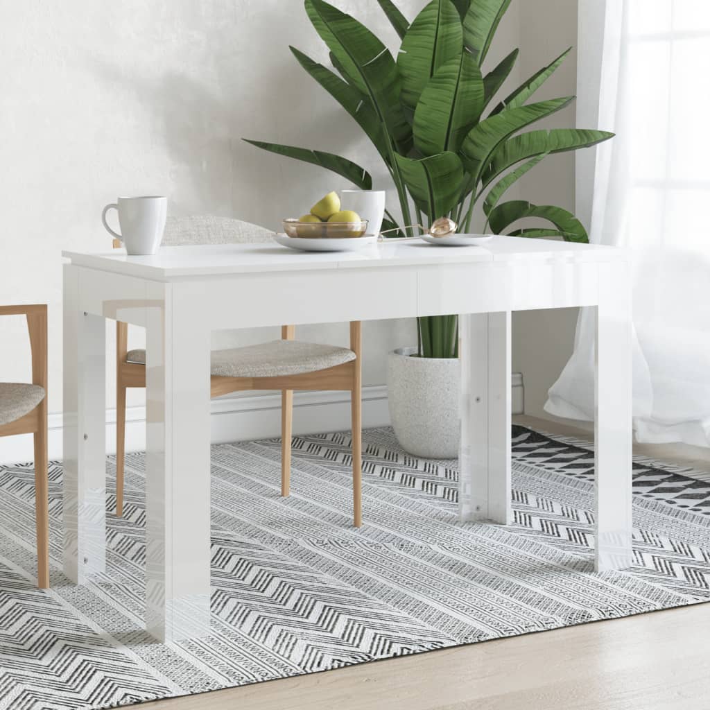 Dining Table High Gloss White 120x60x76 cm Engineered Wood - Brittle & Co