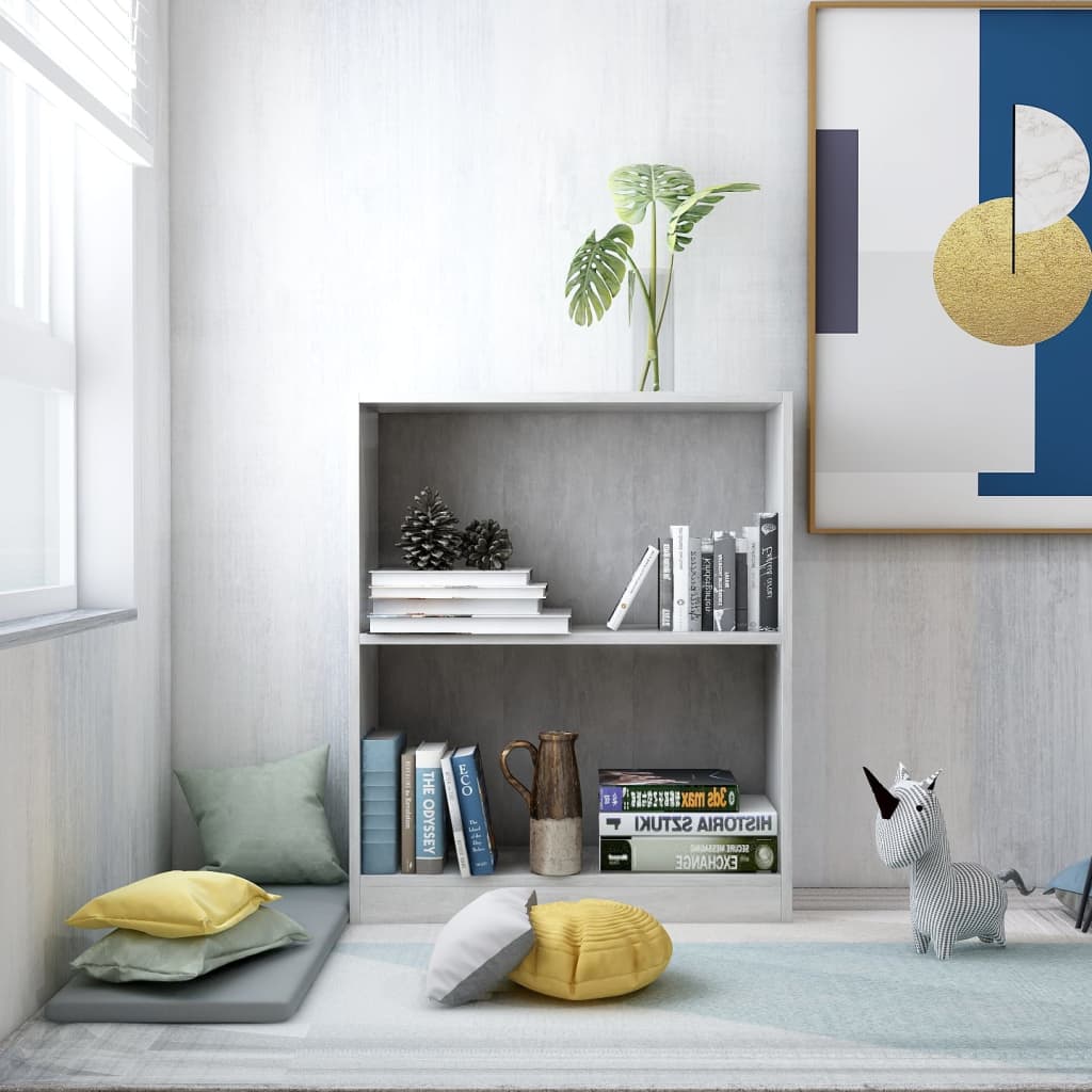 Bookshelf Concrete Grey 60x24x74.5 cm Engineered Wood - Merkel Designers