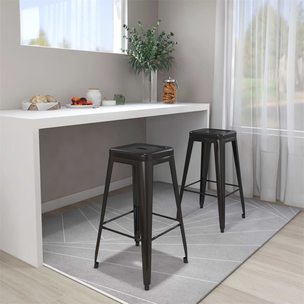 Bar Stools Stackable 2 pcs Black Metal - Sid & Sam