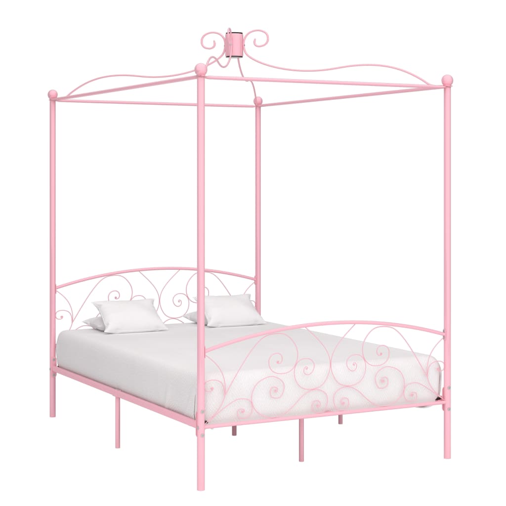 Canopy Bed Frame Pink Metal 140x200 cm - Style and Chic