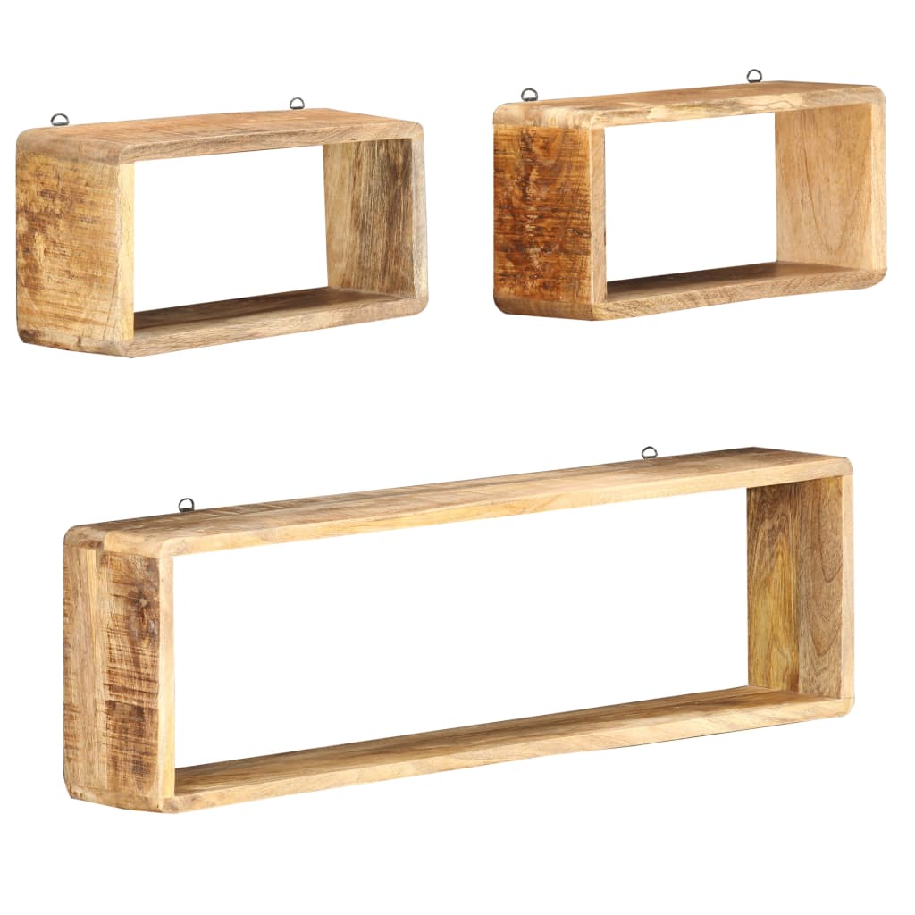 3 Piece Wall Cube Shelf Set Soild Mango Wood - Casper Homes