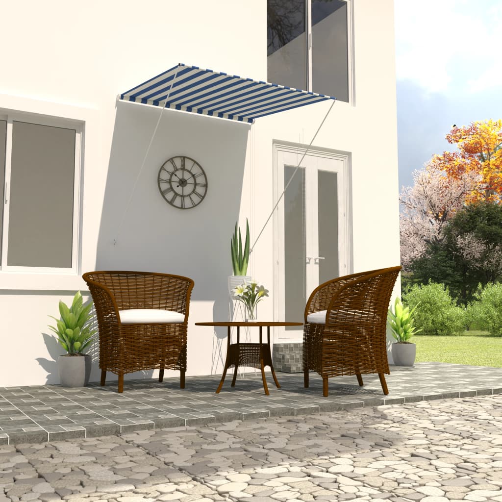 Retractable Awning 100x150 cm Blue and White - All Things Good