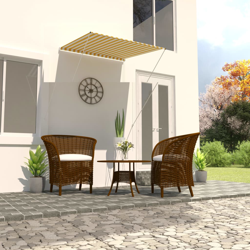 Retractable Awning 100x150 cm Yellow and White - Decor Base