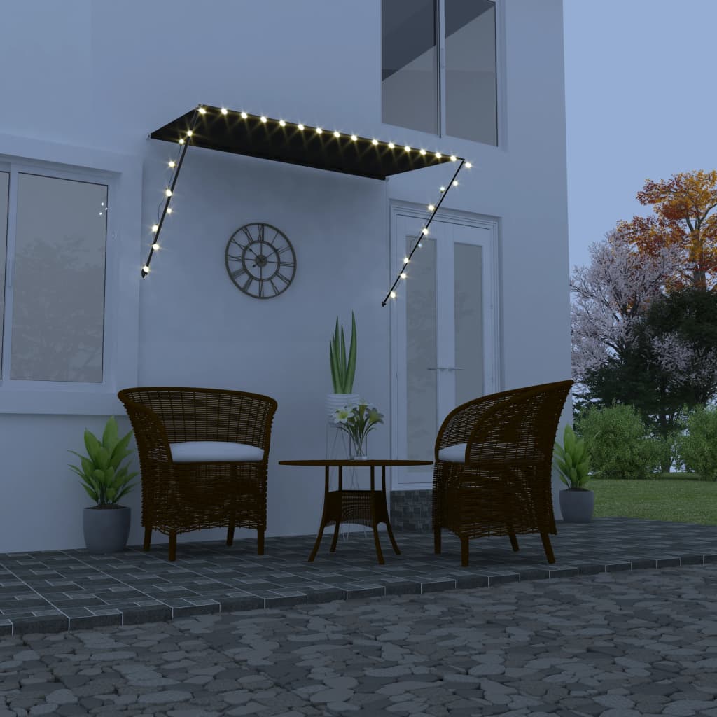 Retractable Awning with LED 250x150 cm Anthracite - Decor Base