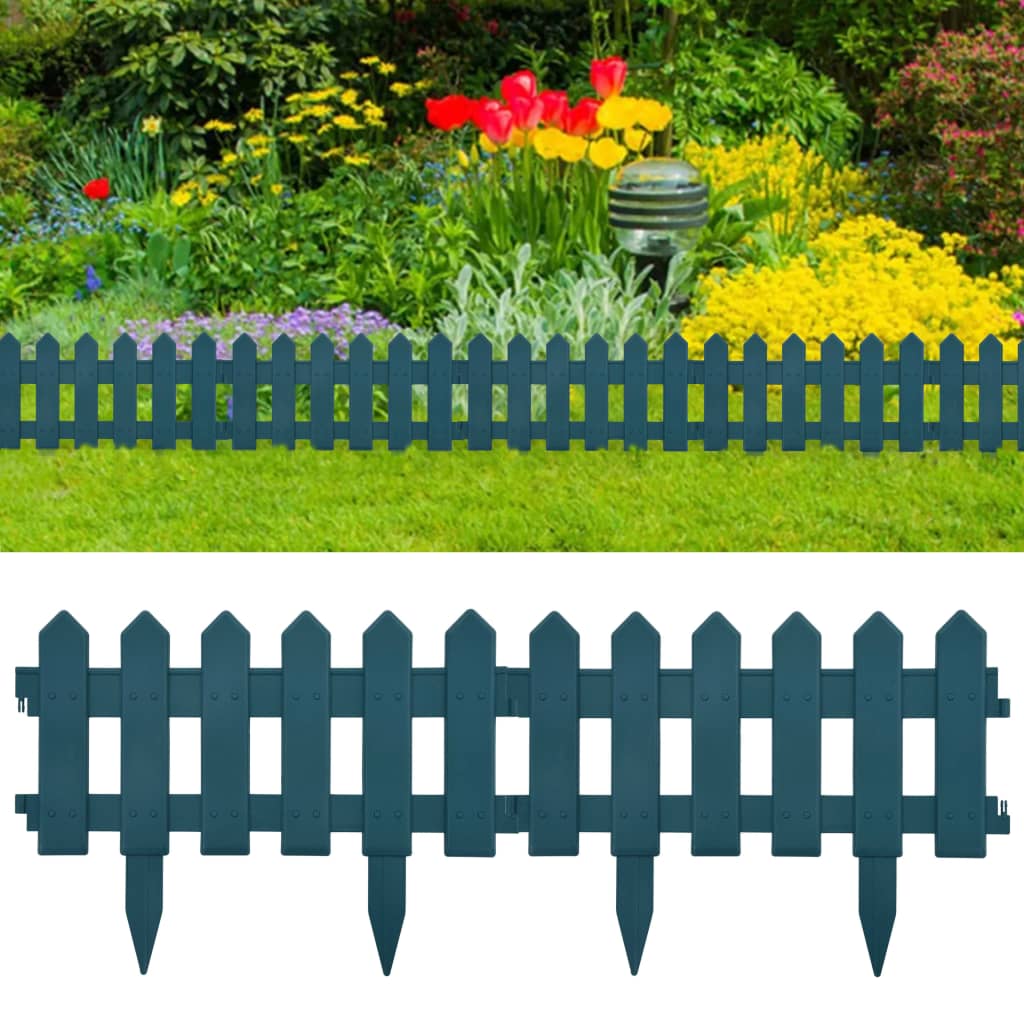 Lawn Edgings 25 pcs Green 10 m PP - Sid & Sam