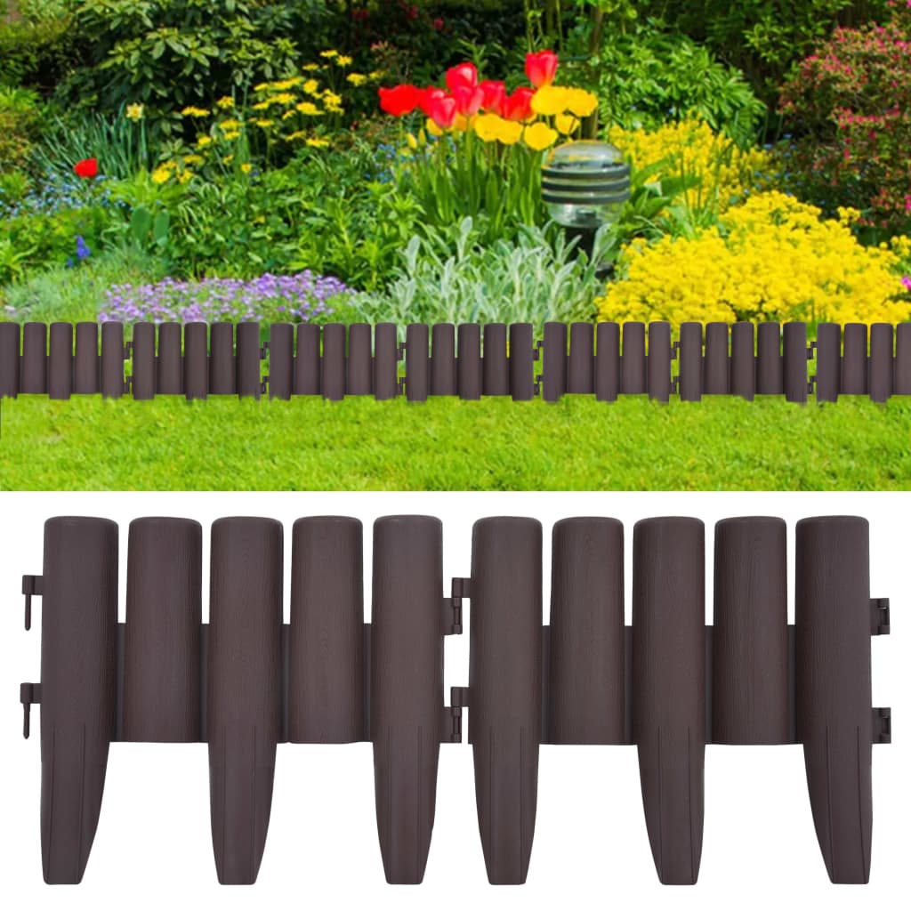 Lawn Edgings 36 pcs Brown 10 m PP - Decor Base