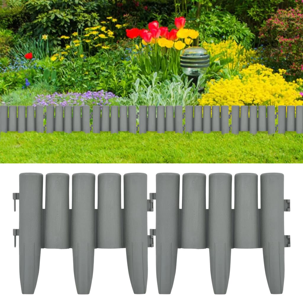 Lawn Edgings 36 pcs Grey 10 m PP - Decor Base