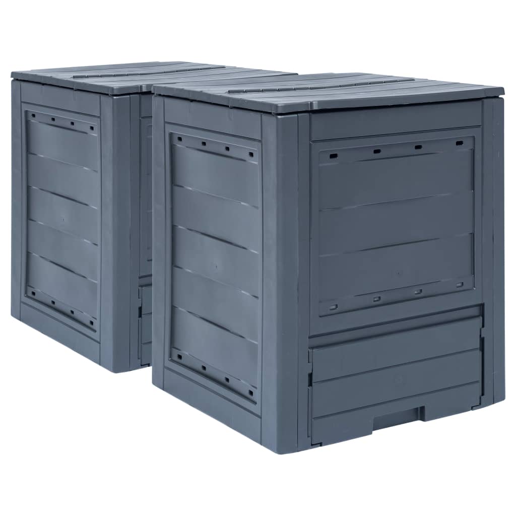 Garden Composters 2 pcs Grey 60x60x73cm 520 L - Brittle & Co