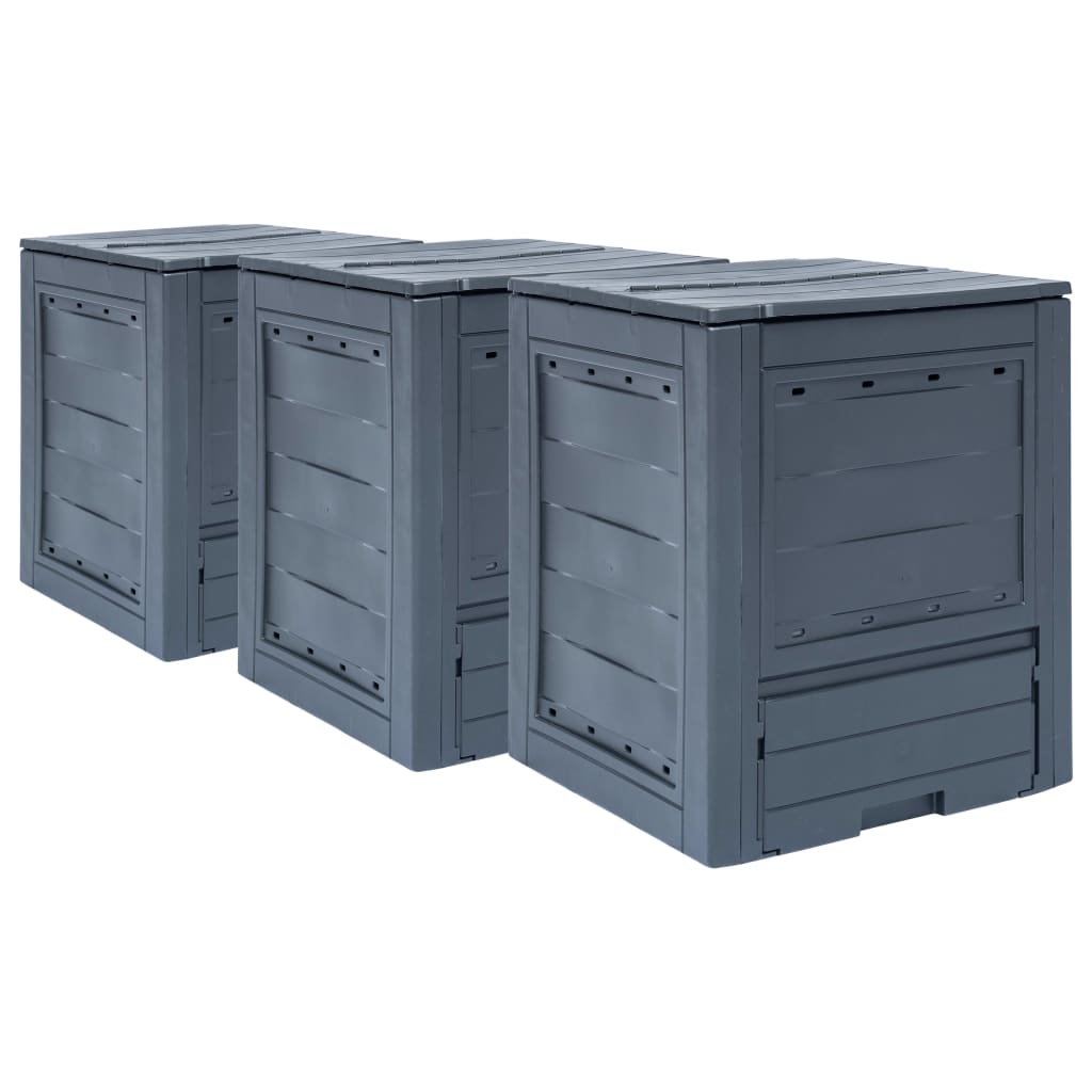 Garden Composters 3 pcs Grey 60x60x73cm 780 L - Casper Homes