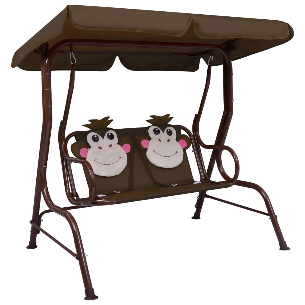 Kids Swing Bench Brown 115x75x110 cm Fabric - Decor Base