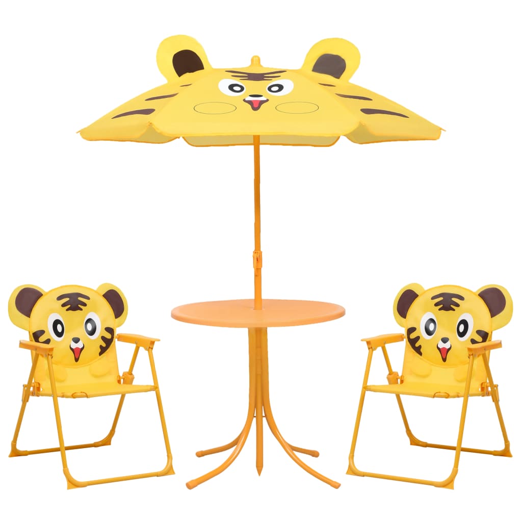 3 Piece Kids' Garden Bistro Set with Parasol Yellow - Millennium Furniture