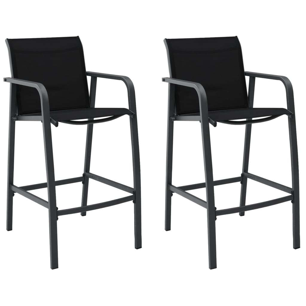 Garden Bar Chairs 2 pcs Black Textilene - Millennium Furniture