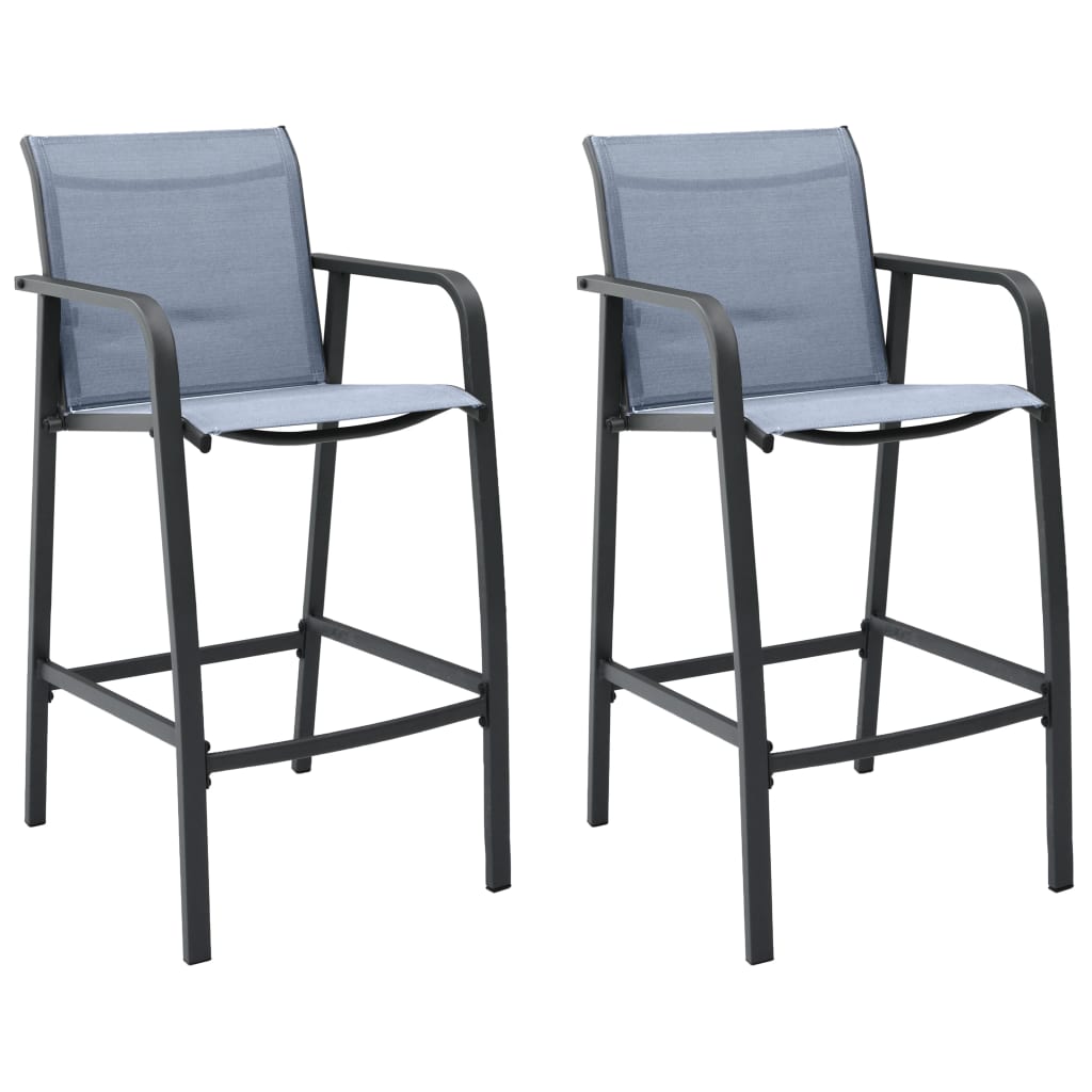 Garden Bar Chairs 2 pcs Grey Textilene - Sid & Sam