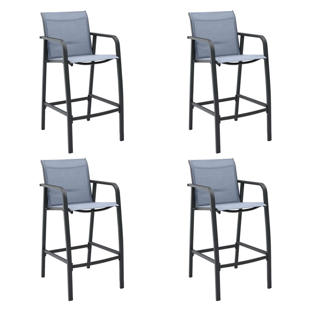 Garden Bar Chairs 4 pcs Grey Textilene - The Home Maker
