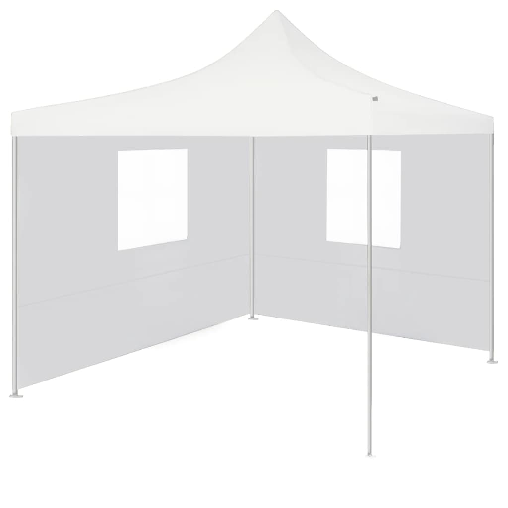 Professional Folding Party Tent with 2 Sidewalls 3x3 m Steel White - Tyrell & Tyrell