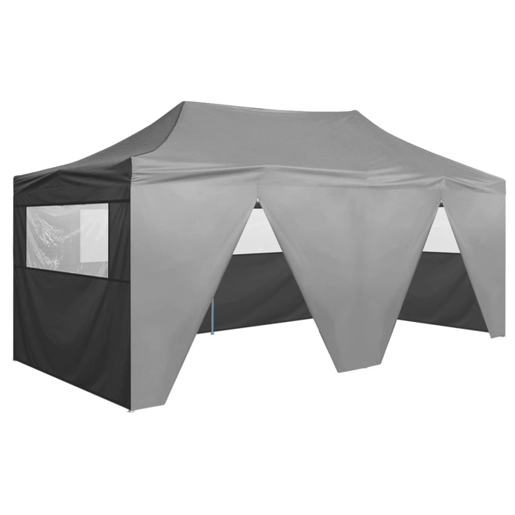 Professional Folding Party Tent with 4 Sidewalls 3x6 m Steel Anthracite - Discount Dealers