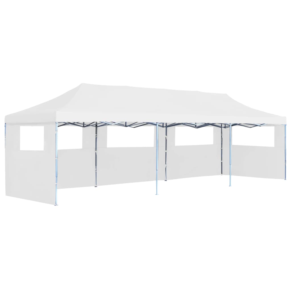 Folding Pop-up Party Tent with 5 Sidewalls 3x9 m White - Discount Dealers