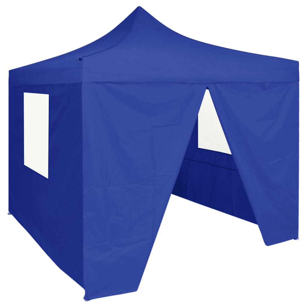 Professional Folding Party Tent with 4 Sidewalls 2x2 m Steel Blue - Millennium Furniture
