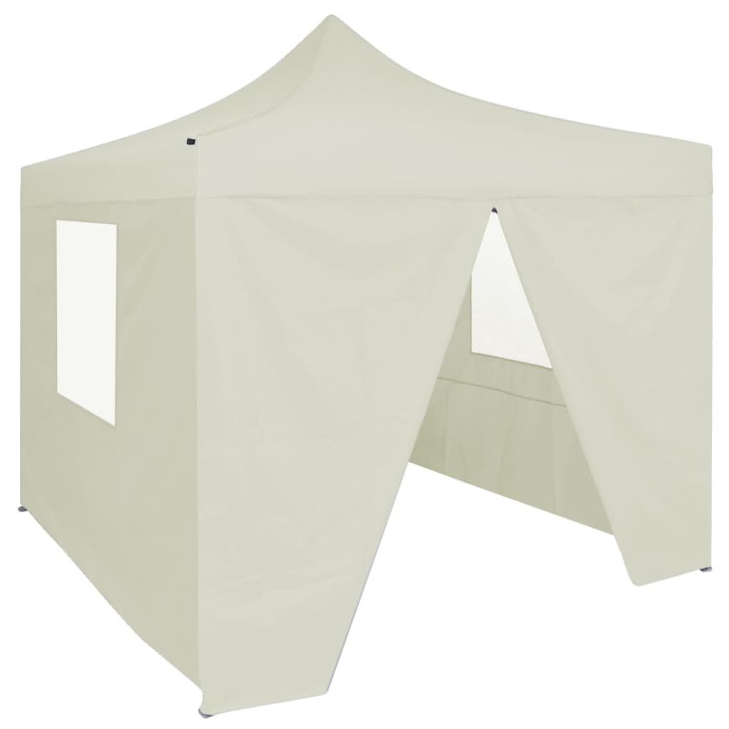 Professional Folding Party Tent with 4 Sidewalls 2x2 m Steel Cream - Sid & Sam