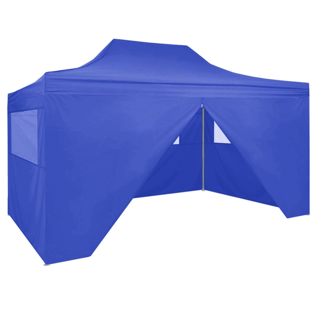 Professional Folding Party Tent with 4 Sidewalls 3x4 m Steel Blue - Millennium Furniture