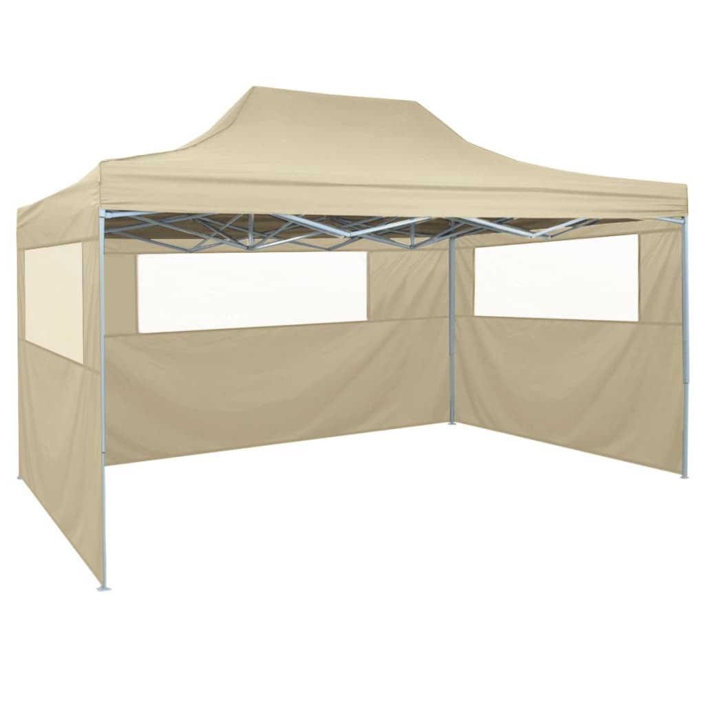 Professional Folding Party Tent with 3 Sidewalls 3x4 m Steel Cream - Millennium Furniture