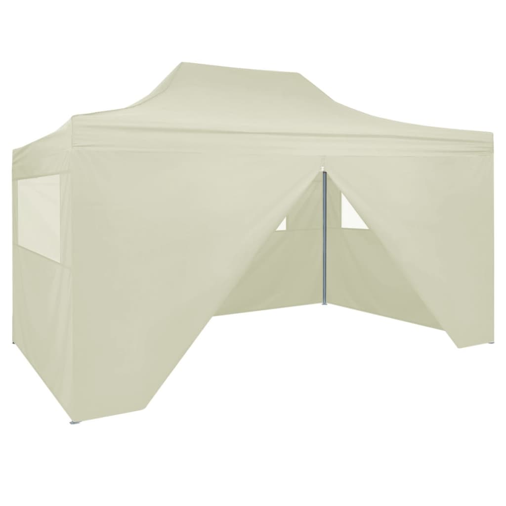 Professional Folding Party Tent with 4 Sidewalls 3x4 m Steel Cream - Merkel Designers