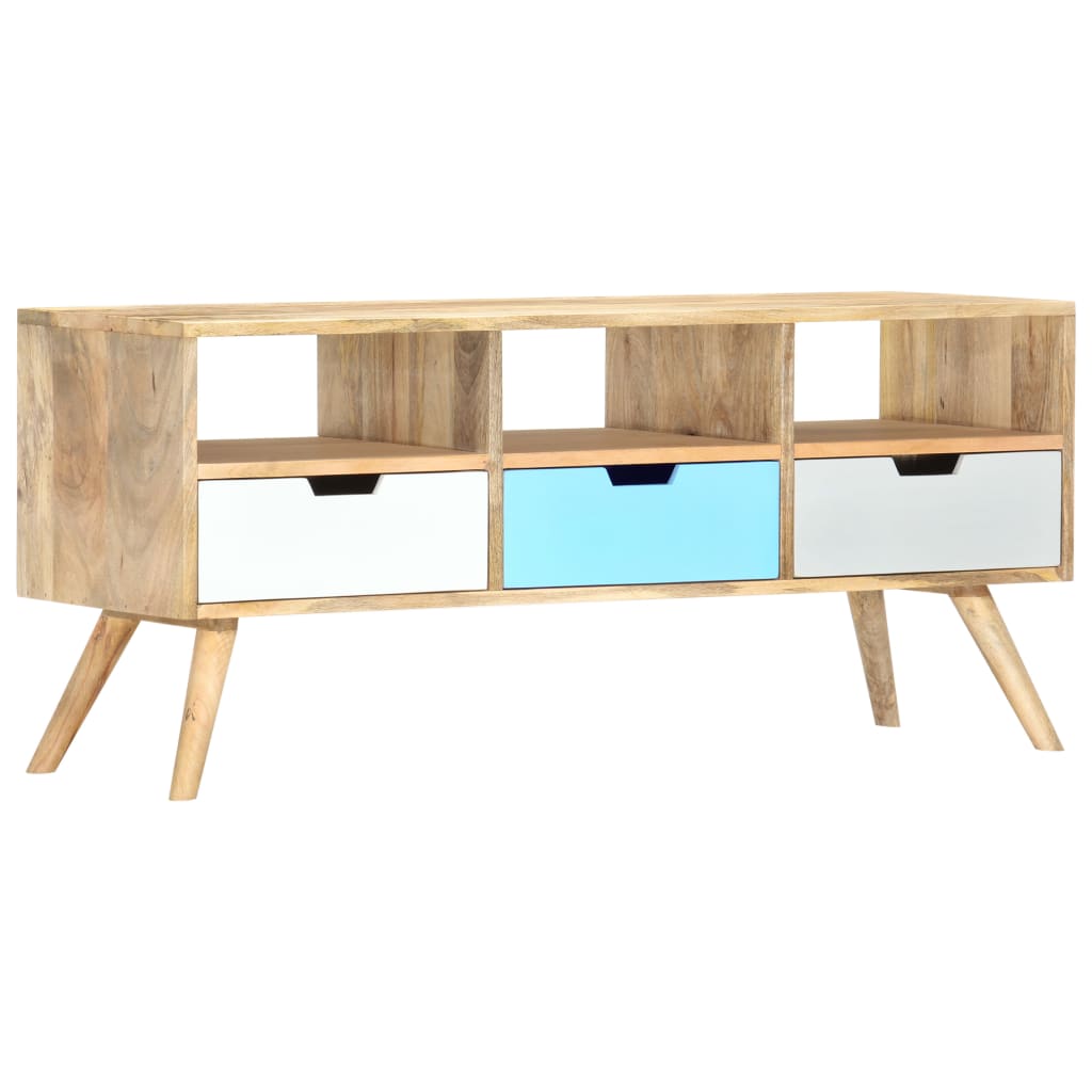 TV Cabinet 110x35x48 cm Solid Mango Wood - Millennium Furniture