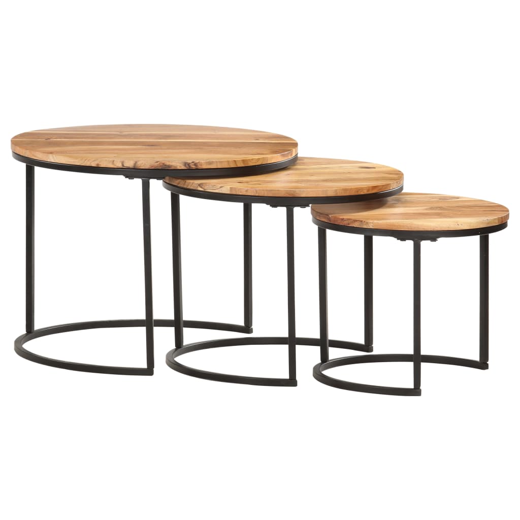 Nesting Tables 3 pcs Solid Acacia Wood - The Home Maker