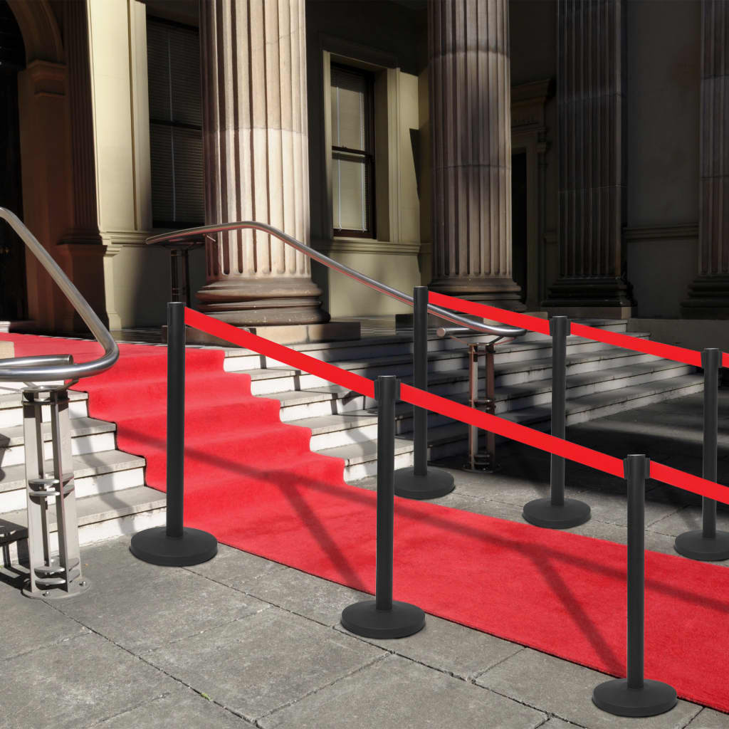 Stanchion with Belt Airport Barrier Steel Black - Design Hut