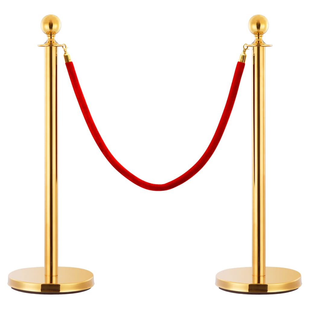 Stanchion Stand Rope Red and Golden Velvet - Decor Base