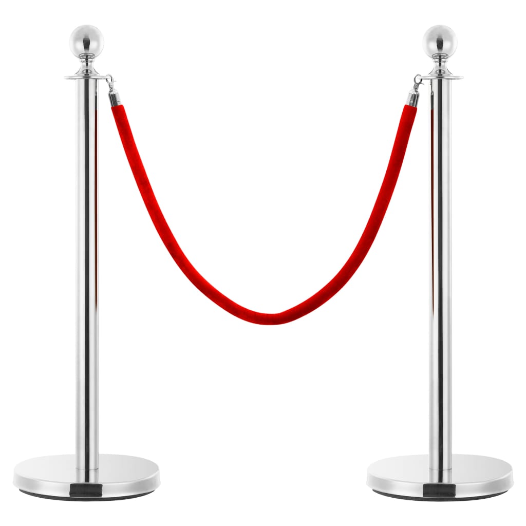 Stanchion Stand Rope Red and Silver Velvet - Merlin Deals