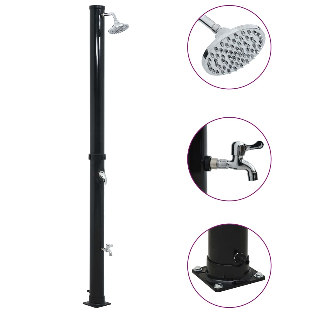 Solar Shower Black 220 cm 20 L - Style and Chic