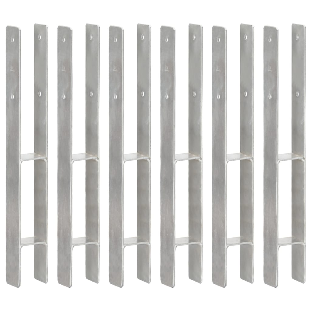 Fence Anchors 6 Pcs Silver 7x6x60cm Galvanised Steel - Style and Chic