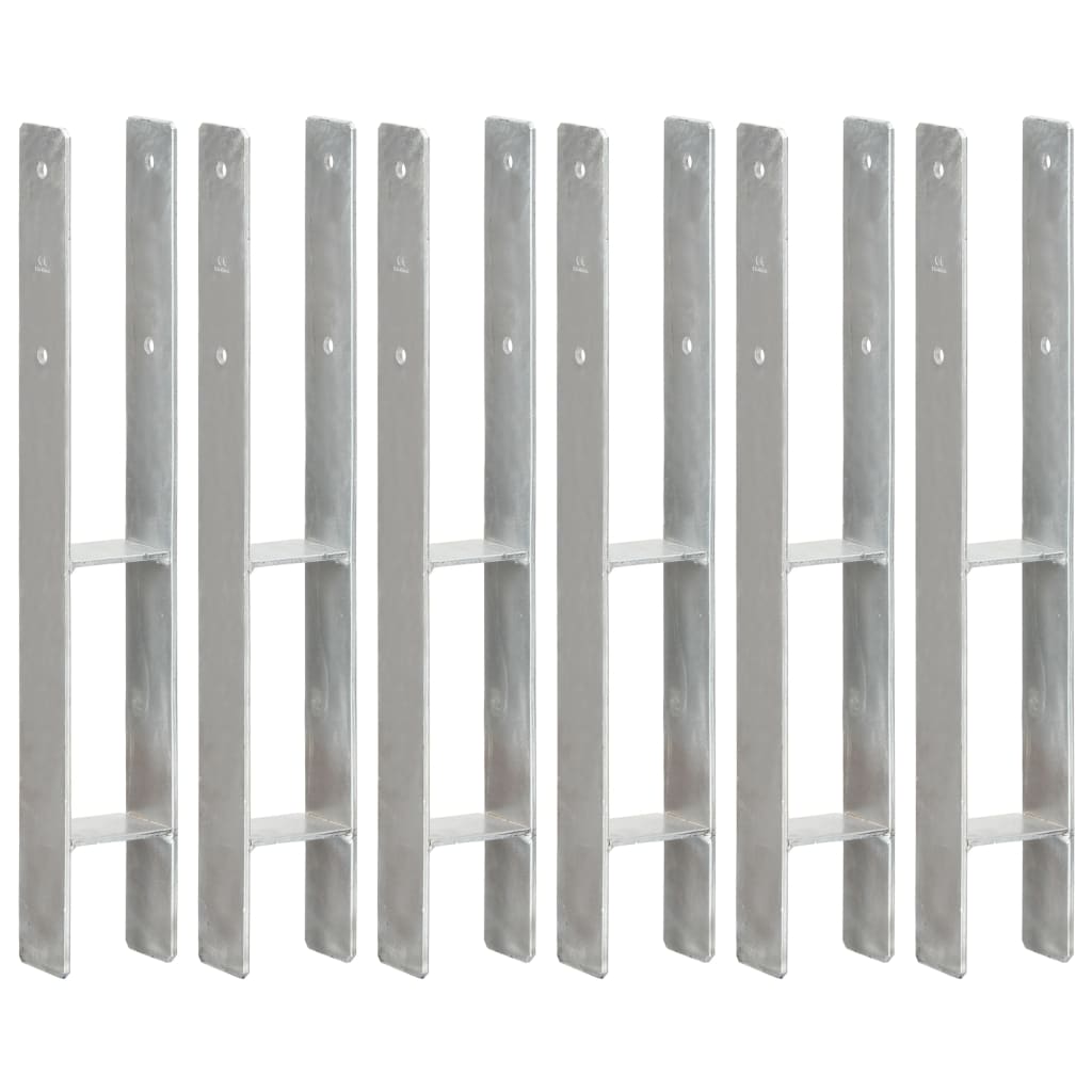 Fence Anchors 6 Pcs Silver 8x6x60cm Galvanised Steel - Direct Imports