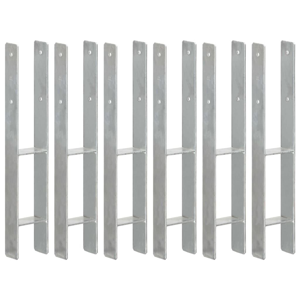 Fence Anchors 6 Pcs Silver 9x6x60cm Galvanised Steel - The Home Maker