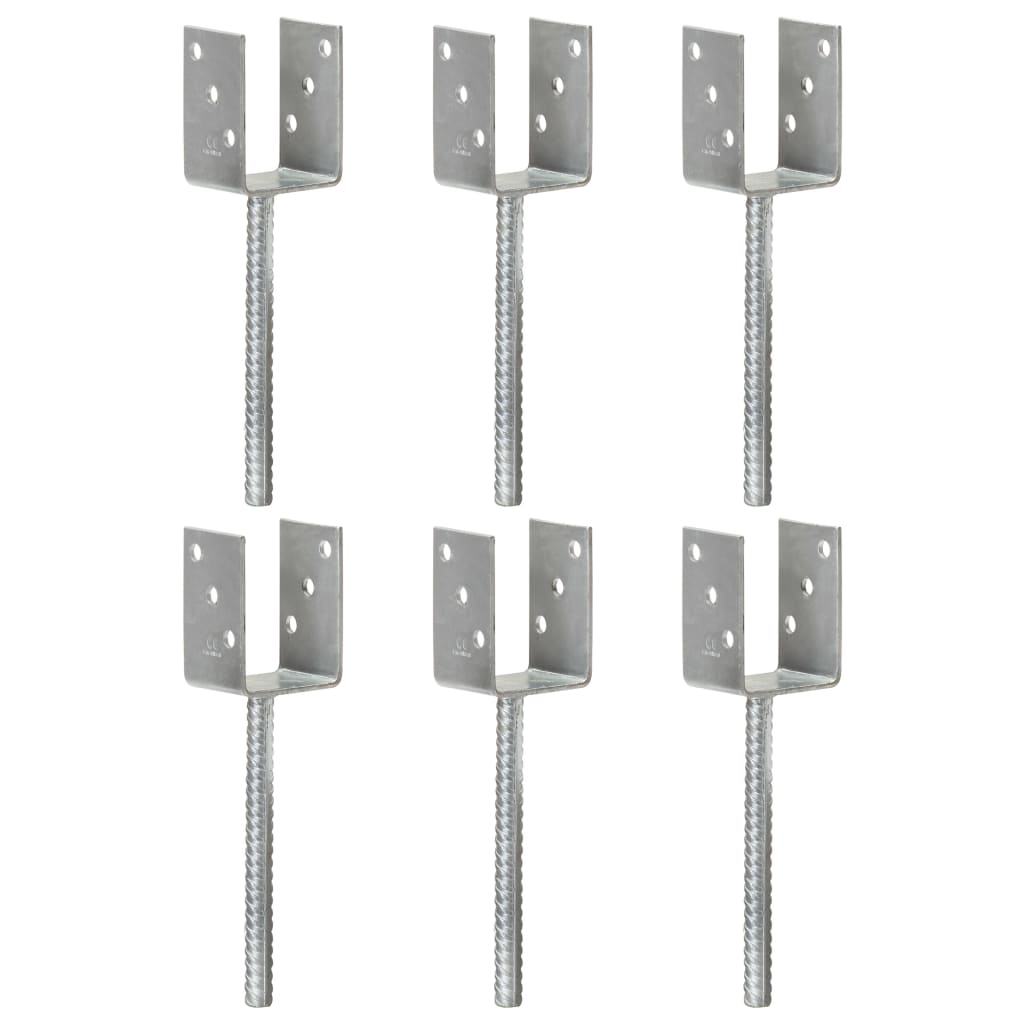 Fence Anchors 6 Pcs Silver 7x6x30cm Galvanised Steel - R and M Furniture