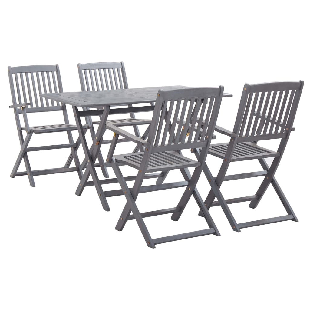 5 Piece Garden Dining Set Solid Acacia Wood Grey - Direct Imports