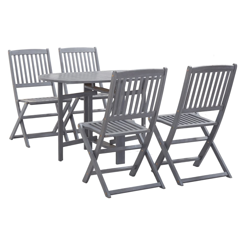 5 Piece Garden Dining Set Solid Acacia Wood Grey - Merkel Designers