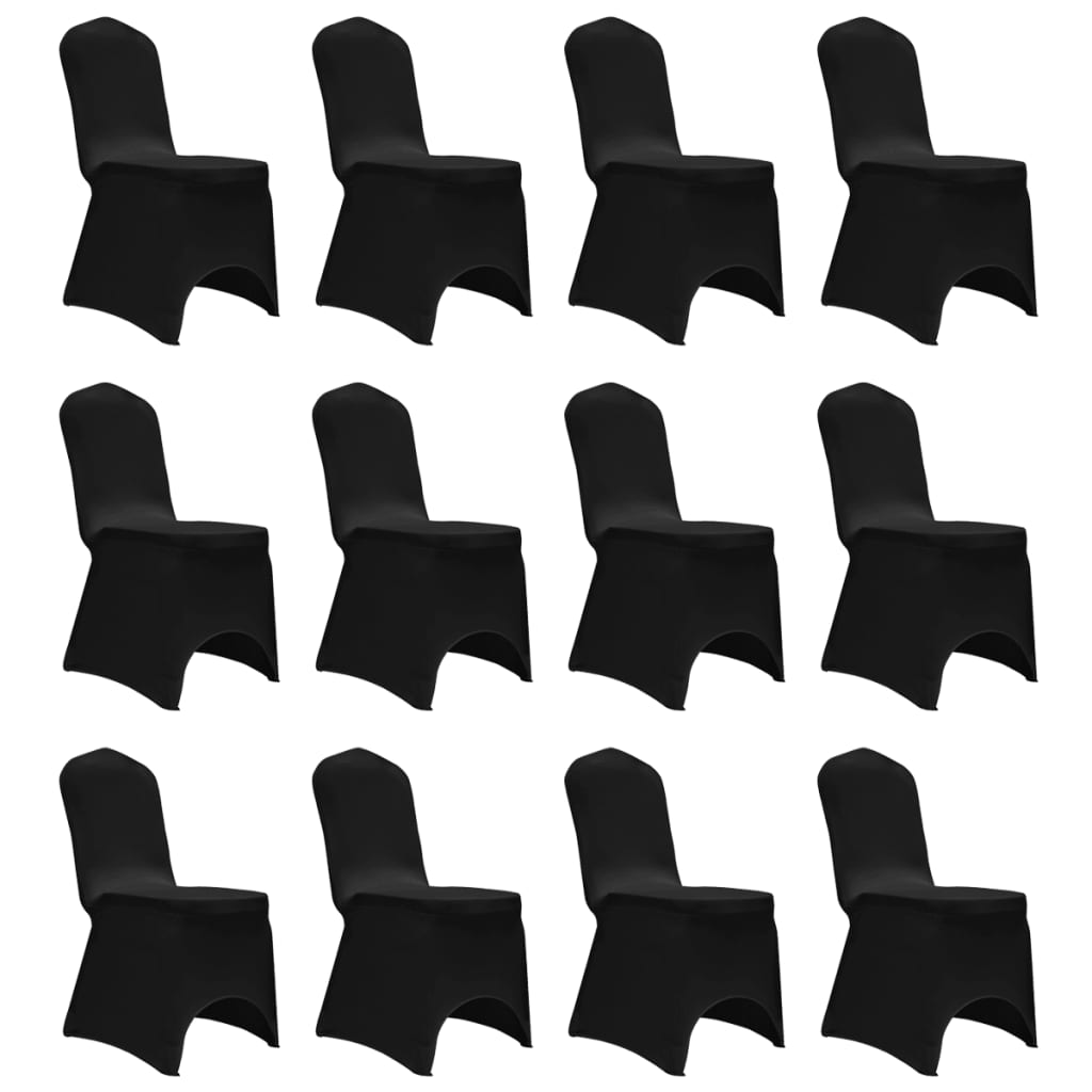 Chair Cover Stretch Black 12 pcs - The Home Maker