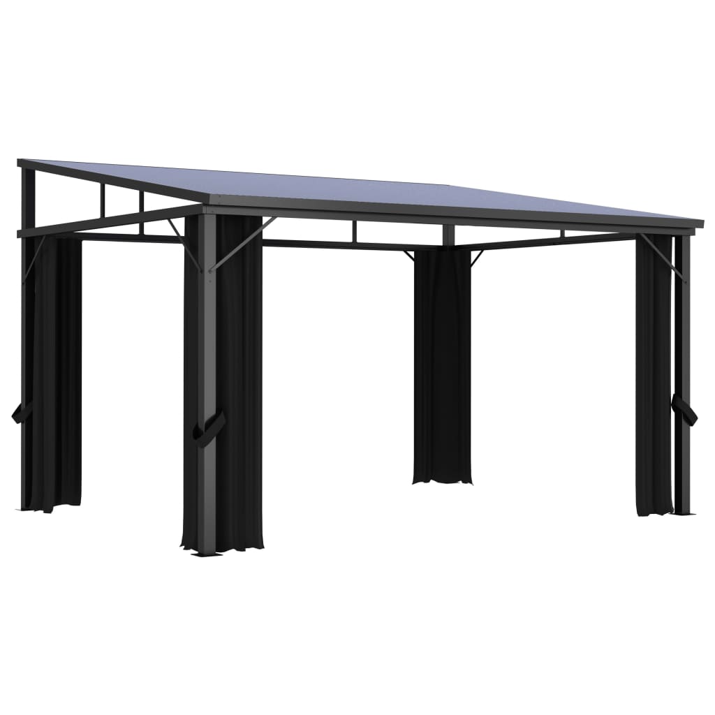 Gazebo with Curtain 405x294x244 cm Anthracite - Brittle & Co
